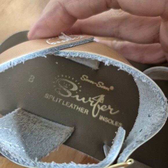 Summer Sand Surfer Toddler Sandals Size 8 Rose Gold Split Leather Insoles Adjust - Picture 2 of 5